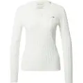Gant Ganttil kvinder. 4800101 Hvid ribstrikket pullover med ottetaller (XXL), Casual, Bomuld, Lange ærmer