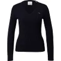 Gant Ganttil kvinder. 4800101 Strikket trøje med V-hals i marineblå bomuld med stretch, strikket i ottetaller (XS), Casual, Lange ærmer