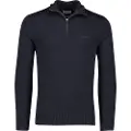 Gant Ganttil mænd. 8030195 Cotton Flamme navy pullover med halv lynlås (M), Casual, Bomuld, Lange ærmer, Blå