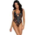 Cottelli Party - blomsterprintet bodysuit (sort) - M