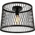 QAZQA Rustik loftslampe sort rattan 40 cm IP44 - Calamus