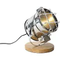 QAZQA Industriel bordlampe stål med træ justerbar - Shiny