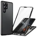 Mtp Products Samsung Galaxy S24 Ultra Magnetisk Cover med Hærdet Glas - Sort
