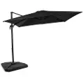 Vonroc Premium Hængeparasol Pisogne 300x300cm | Aluminium | 360° | Inkl krydsfod, fyldbare fliser og overtræk - vierkantet | Sort