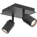 QAZQA Moderne badeværelsesspotlight sort firkantet 2-lys IP44 - Ducha