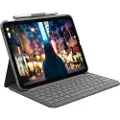 Logitech Slim Folio - keyboard and folio case - QWERTZ - German - oxford grey - Tastatur & Folio sæt - Tysk - Grå