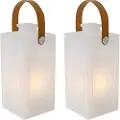 QAZQA Sæt med 2 bordlamper hvid flammeeffekt genopladelig IP44 - Stard