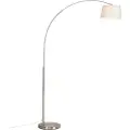 QAZQA Moderne bueformet gulvlampe stål med hvid stofskærm - Arc Basic