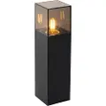 QAZQA Stående udendørslampe sort med røget skærm 30 cm - Danmark