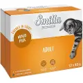 Smilla Økonomipakke: 24 x 85 g Smilla Bidder med Grøntsager - Adult Mix: 6 x Kylling & 6 x Ørred