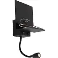 QAZQA Smart væglampe sort med USB og fleksibel arm inkl. Wifi G9 - Flero