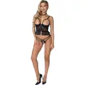 Abierta Fina - åben tanga og korset (sort) - L