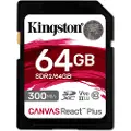 Kingston Technology 64 Gb Canvas React Plus Sdxc Uhs-ii 300r/260w U3 V90 I Fuld Hd/4k/8k 64gb Sd Uhs-ii