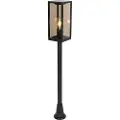 QAZQA Udendørs stående lampe sort med røgglas 100 cm IP44 - Charlois