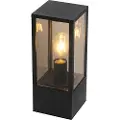 QAZQA Udendørs stående lampe sort med røgglas 40 cm IP44 - Charlois