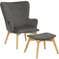 Loft 24 - Lænestol New York, med fodskammel - Grå - Lænestole - - Homeroom