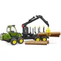 BRUDER Læsser John Deere 1210e Med Grab Og 4 Træstammer 02133 Dukke