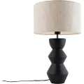 QAZQA Design bordlampe sort stofskærm lysegrå 35 cm - Alisia