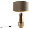 QAZQA Bordlampe Bronze Velvet Skærm Taupe med Guld 50 cm - Bruut