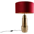QAZQA Bordlampe bronze fløjlsskærm rød med guld 50 cm - Bruut
