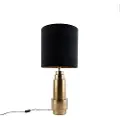 QAZQA Bordlampe bronze fløjlsskjærm sort med guld 40 cm - Bruut