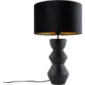 QAZQA Design bordlampe sort velourskærm sort med guld 35 cm - Alisia