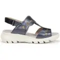 Fluchos Fluchostil kvinder. F1657 Lædersandaler Lua navy -Højde 5cm kile (40), 5-8 cm, Velcro, Casual, Blå