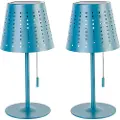 QAZQA Sæt med 2 bordlamper blå incl. LED 3-trins dæmpbar genopladelig og solcelle - Ferre