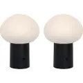 QAZQA Sæt med 2 genopladelige LED bordlamper svamp sort - Louise