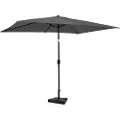 Vonroc Premium Stangparasol Rapallo 200x300cm - inkl. □ Betonfod og overtræk - rektanglær | Grå