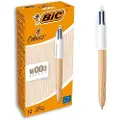 BIC Æske Med 12 Penne 4 Farver Træ