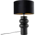 QAZQA Design bordlampe sort fløjlsskærm sort med guld 35 cm - Alisia
