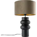 QAZQA Design bordlampe sort fløjlsskærm taupe med guld 35 cm - Alisia