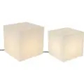 QAZQA Sæt med 2 udendørs gulvlamper hvide 30 og 38 cm firkantede IP44 - Nura