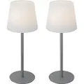 QAZQA Sæt med 2 grå genopladelige bordlamper 40 cm IP54 - Jude
