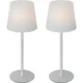 QAZQA Sæt med 2 genopladelige bordlamper hvide 40 cm IP54 - Jude