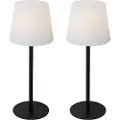 QAZQA Sæt med 2 sorte genopladelige bordlamper 40 cm IP54 - Jude