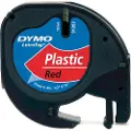 Dymo Letratag plastiktape | sort på rød | 12mm x 4m rulle