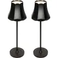 QAZQA Sæt med 2 Retro Bordlamper Sort Genopladelige IP44 - Granny