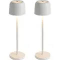QAZQA Sæt med 2 svampebordlamper Off-White inkl. opladningsstation - Raika