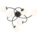 QAZQA Moderne loftslampe sort med opalglas 6-lys - Athen