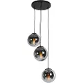 QAZQA Smart pendellampe sort med røgglas 3-lys inkl. Wifi ST64 - Pallon