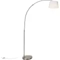 QAZQA Smart bue lampe stål med hvid stofskærm inkl. Wifi A60 - Arc Basic