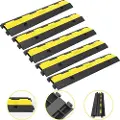 Vevor Kabelbeskytterrampe 101x24,5x5 cm, 5 pakker 2 kanaler fartbump, gummimodulær fartbump nominel lasteevne 4989,5 kg, beskyttende wireline rampe indkørsel gummi trafikbump kabelbeskytter
