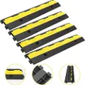 Vevor Kabelbeskytterrampe, 4 pakker 2 kanaler fartbump, 101x24,5x5 cm gummimodulær fartbump nominel lasteevne 4989,5 kg, beskyttende wirelinerampe indkørsel gummi trafikbump kabelbeskytter