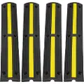 Vevor Kabelbeskytterrampe 100x15x3,1 cm, 4-pak med 1 kanal, 8164,7 kg/akselkapacitet Kraftige gummibump, gulvkabelbeskytter, ledningsafdækning, til boligområder, private garager, haver