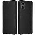 Mtp Products Sony Xperia 10 VI Flip Cover - Karbonfiber - Sort