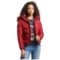 Superdry Superdrytil kvinder. W5011178A Kort mellemlang jakke med hætte, rød (L), Casual, Nylon