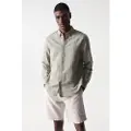 Salsa Jeans Cotton Linnen Regular Fit Skjorte Med Lange ærmer