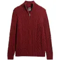 Superdry Superdrytil mænd. M6110527A Flettet strikket pullover med halv lynlås Vintage Jacob rød (XL), Casual, Akryl